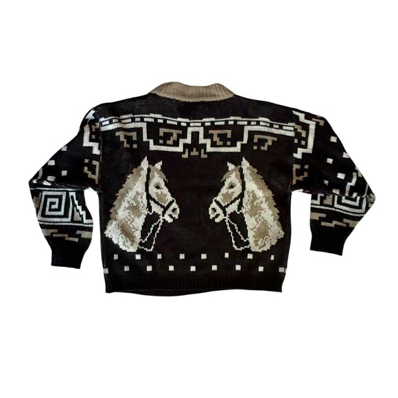 Vintage Genoa By Brenda Lim Knit Horse Western Novelty Sweater RARE size L Korea - Picture 4 of 9